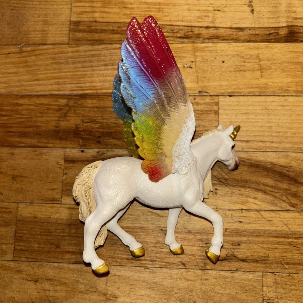 2013 Schleich Bayala Rainbow Winged Unicorn Pegasus Horse 73527 Retired C2
